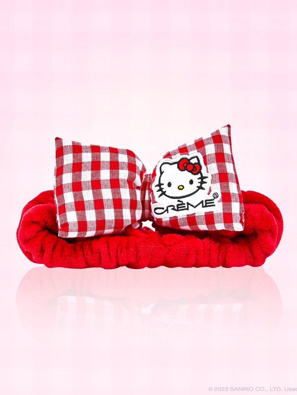 Hello Kitty Sanrio Red & White Gingham Bow Hair Plush Spa Headband NWT - Picture 1 of 6